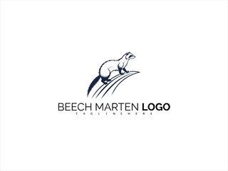 Monochrome Beech Marten Logo Vector for Elegant Branding. Ideal for Sustainable Brands, Nature Packaging Designs, and Animal-Themed Company Logos.


