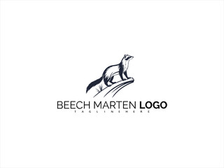 Elegant Beech Marten Logo Design in Black and White. Perfect for Wildlife Branding, Nature-Inspired Businesses, Conservation Projects, and Outdoor Product Identity Concepts.

