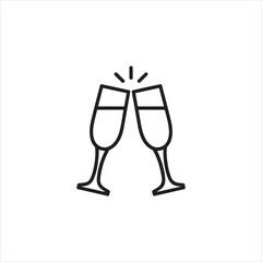 Champagne Glasses Icon &ndash; Clinking Flutes Celebration Line Art Symbol