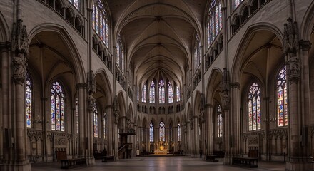 Fototapeta premium Interior grandeur of a gothic cathedral