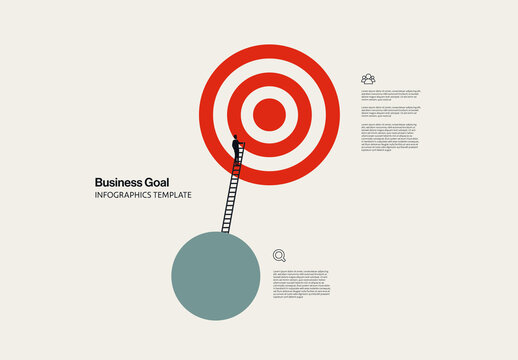 Business Goal Infographic Template with Minimal Illustration of a Target