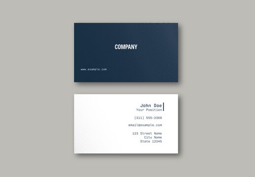 Professional Elegant Dark Navy Blue Business Card Template with Subtle Wavy Lines