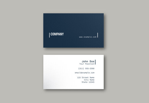 Professional Elegant Dark Navy Blue Business Card Template with Subtle Lines