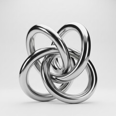 Fototapeta premium glossy silver abstract figurine on a clean white studio background, high detail, close-up, full depth of field.