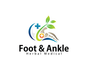 Obraz premium foot logo creative design concept massage health herbal ankle medical clinic