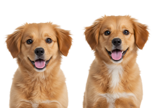 Two Portrait Golden Dogs With Transparent Background Canine Friends
