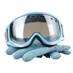 Blue ski goggles setup on transparent Background
