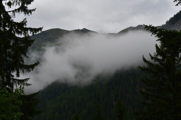 Schöne Landschaft mit Wolken im Ultental in Südtirol 