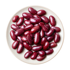 Kidney beans on a plate on transparent Background