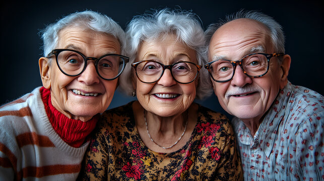 Smiling elderly friends enjoying their golden years in a heartwarming, loving, and cheerful gathering
