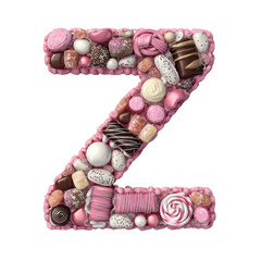 Letter z made of candy on transparent Background