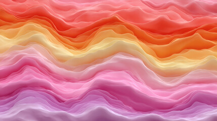 Ondas abstractas en tonos rosados y anaranjados estilo 3D