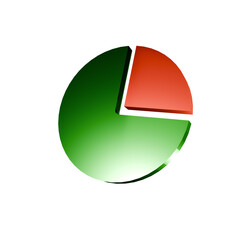 3d pie chart green and orange graph icon, business concept app and graphics ressources