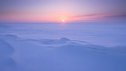 Winter landscape snow scene sunset sunrise scenic horizon cold arctic tundra scenery