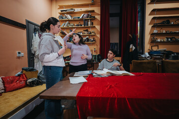 This image captures a group engaged in teamwork and collaboration. They appear focused and...