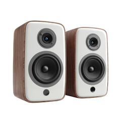 Pair of studio speakers on transparent Background