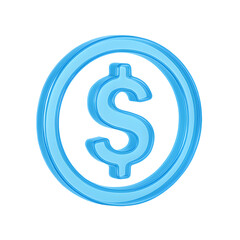 Obraz premium 3D blue dollar currency symbol icon with circular outline isolated on transparent background