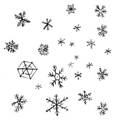 겨울의 눈꽃을 손그림으로 그린 일러스트