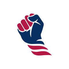 Hands clenched power strength icon logo design template