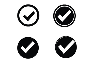 check mark and circle silhouette icons in black, including filled and outline versions