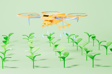 3d rendering agriculture Irrigation drone