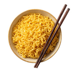 Bowl of noodles closeup on transparent Background