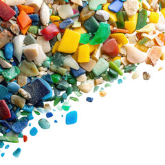 Assorted plastic pieces on transparent Background