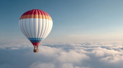Fototapeta premium Colorful hot air balloon floating above the clouds