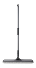 Versatile flat head mop with a telescopic handle, convenient for reaching under furniture in a cozy apartment.