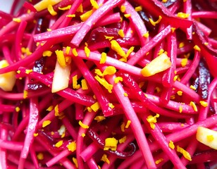 Shredded beetroot salad with apple and lemon zest