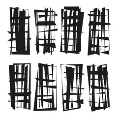 Abstract sharp shapes. Distorted rectangle patterns. Intersecting fragment forms. Vector grunge elements.