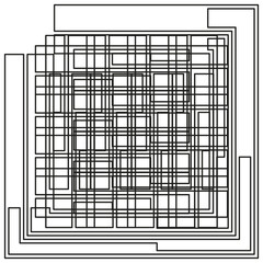 Fototapeta premium Square labyrinth pattern. Intersecting line grid. Abstract geometric shape. Vector maze illustration.