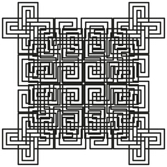 Intricate line pattern. Abstract square labyrinth. Geometric shapes Vector. Black white background.