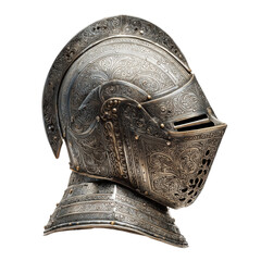 Ornate medieval helmet on transparent Background