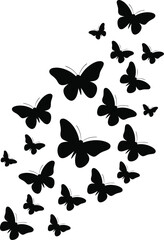 A captivating display of silhouette butterflies creates a beautiful and elegant pattern, ideal for backgrounds, designs, and artistic projects