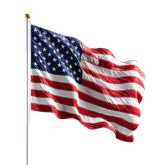 Flag waving on a pole on transparent Background