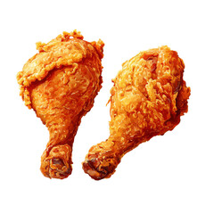Two fried chicken pieces on transparent Background