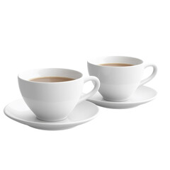 Two cups of coffee set on transparent Background