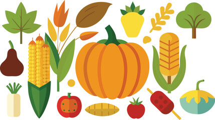 Autumn Harvest Vegetable Icons.