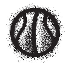 Illustration of a basketball in grunge or black spray paint style.