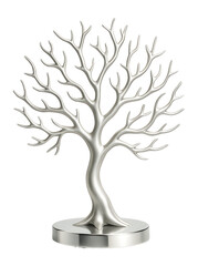 Stylized metal tree figurine with twisting branches, perfect for an artistic centerpiece on a dining table.