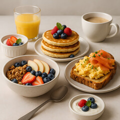 healthy breakfast with muesli and berries