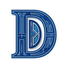 Elegant Artistic Alphabet D, Stylized Monogram Initial