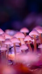 Dreamy pink mushroom forest photography for nature lovers and fungi enthusiasts alike
