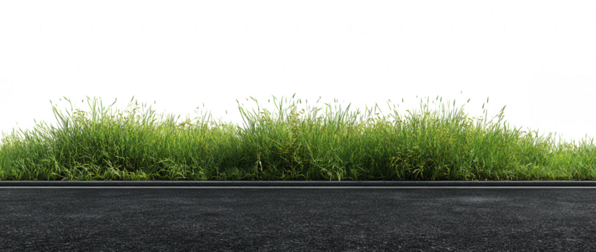 grass on an asphalt road, isolated on a white background, png, transparent - Powered by Adobe
