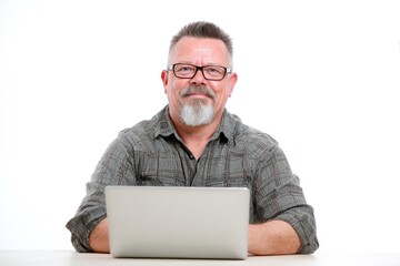 Man with a laptop glasses casual photo.