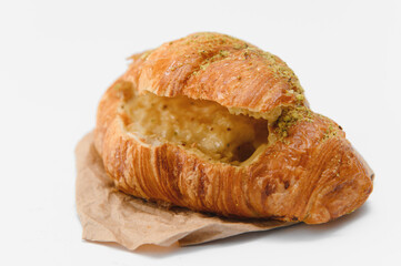 fresh croissant on white background