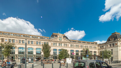 Monumental facade of Gare de Toulouse-Matabiau timelapse hyperlapse, France © HyperlapsePro