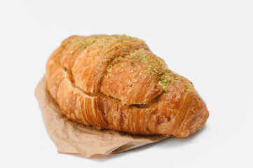 fresh croissant on white background