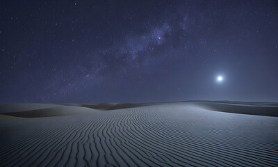 Naklejka premium Starry Night Sky Over Sand Dunes